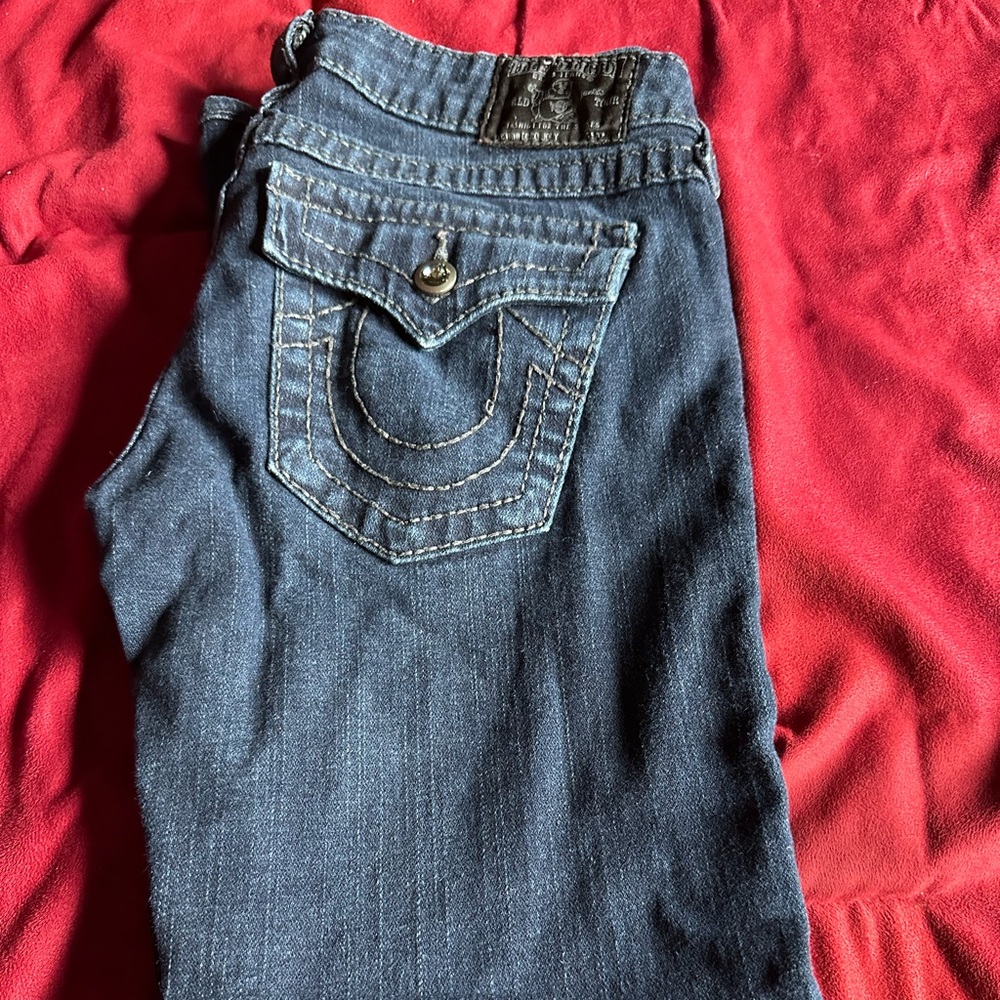 True religion brand boot, cut jeans, size 27
